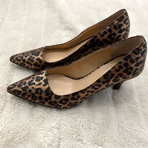 J.Renee Chic Leopard Print Brown and Black Metallic Pumps Heels Size 7.5